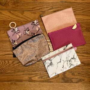 Ipsy Pink and Cream Cosmetic Bags Set